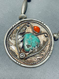 Rare Torpedo Bead Vintage Native American Navajo Crow Springs Turquoise Sterling Silver Necklace-Nativo Arts