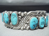 Signed Vintage Native American Navajo Morenci Turquoise Sterling Silver Bracelet-Nativo Arts