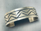 Fabulous Zig Zag Native American Navajo Sterlng Silver Bracelet Signed-Nativo Arts