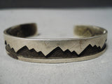 Desert Mountain Vintage Native American Navajo Sterling Silver Hand Wrought Bracelet-Nativo Arts