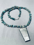 One Of The Most Unique Vintage Native American Navajo Turquoise Inlay Sterling Silver Necklace-Nativo Arts