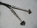 Astounding Vintage Navajo Domed Onyx Sterling Silver Native American Bolo Tie-Nativo Arts