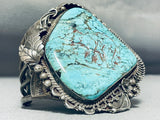 Colossal Hand Carved Bear Turquoise Vintage Native American Navajo Sterling Silver Bracelet-Nativo Arts