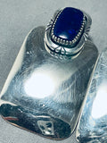 Important Kee Vintage Native American Navajo Lapis Sterling Silver Earrings-Nativo Arts