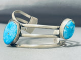 Exquisite Native American Navajo Kingman Turquoise Sterling Silver Bracelet-Nativo Arts