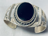 Huge Vintage Native American Navajo Black Onyx Sterling Silver Bracelet-Nativo Arts