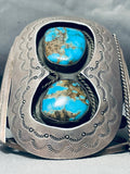 Best Vintage Native American Navajo Morenci Turquoise Sterling Silver 2 Stone Bracelet-Nativo Arts