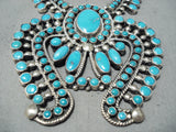 One Of The Best Native American Navajo Turquoise Sterling Silver Squash Blossom Necklace-Nativo Arts