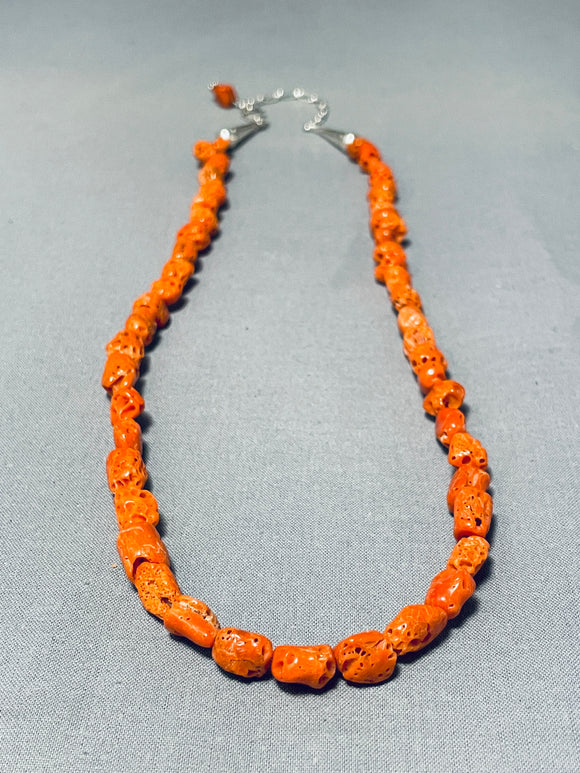 Native American Colorful Santo Domingo Coral Sterling Silver Necklace-Nativo Arts