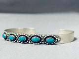 Marvelous Vintage Native American Laguna Blue Gem Turquoise Sterling Silver Bracelet Signed-Nativo Arts