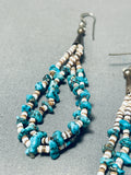 Native American Beautiful Vintage Santo Domingo Turquoise Sterling Silver Earrings-Nativo Arts