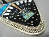 Important Intricate Native American Navajo Opal Sterling Silver Turquoise Inlay Necklace-Nativo Arts