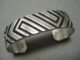 Impressive Vintage Native American Navajo Deep Carved Rivers Sterling Silver Bracelet-Nativo Arts