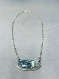 One Of The Finest Vintage Native American Navajo New Lander Turquoise Sterling Silver Necklace-Nativo Arts