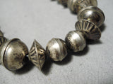 One Of The Best Vintage Native American Navajo Hand Wrought Sterling Silver Bead Necklace Old-Nativo Arts