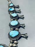 Rare Robins Egg Turquoise Vintage Native American Navajo Sterling Silver Squash Blossom Necklace-Nativo Arts