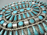 Gigantic Vintage Zuni Native American Turquoise Cluster Sterling Silver Buckle-Nativo Arts