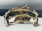 Best Vintage Native American Zuni Eagle Turquoise Inlay Sterling Silver Bracelet Old-Nativo Arts