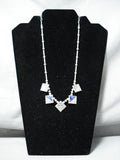 Native American Detailed Vintage Lapis Sterling Silver Inlay Necklace-Nativo Arts