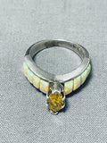 Special Native American Navajo Citrine & Opal Sterling Silver Ring-Nativo Arts