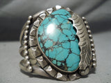 Ginormous Vintage Native American Navajo Rare Turquoise Sterling Silver Leaf Bracelet-Nativo Arts