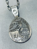 One Of The Most Detailed Hand Carved Vintage Native American Navajo Sterling Silver Necklace-Nativo Arts