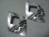 Authentic Vintage Native American Navajo Thomas Singer Sterling Silver Earrings-Nativo Arts