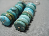 Amazing Vintage Santo Domingo Native American Navajo Turquoise Disc Sterling Silver Earrings-Nativo Arts