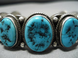 Amazing Vintage Zuni Native American Bead Sterling Silver Turquoise Bracelet-Nativo Arts