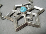 Important Vintage Native American Navajo Betsoi Family Turquoise Sterling Silver Necklace-Nativo Arts