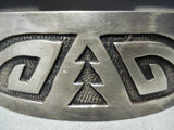 Rare Vintage Native American Hopi Sterling Silver Geomtric Bracelet-Nativo Arts