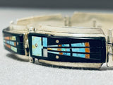 Extremely Rare Native American Navajo Turquoise Kachina Stserling Silver Clasp Bracelet-Nativo Arts