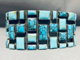 One Of The Best Native American Navajo Squared Spiderweb Turquoise Sterling Silver Bracelet-Nativo Arts