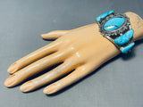 Important Vintage Native American Navajo Blue Diamond Turquoise Sterling Silver Bracelet-Nativo Arts