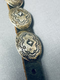 Unbelievable Hand Tooled Vintage Native American Navajo Sterling Silver Concho Belt-Nativo Arts