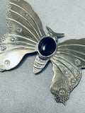 Beautiful Vintage Native American Navajo Black Onyx Sterling Silver Butterfly Pin-Nativo Arts