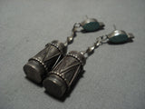 Amazing Vintage Zuni Sterling Silver Native American Turquoise Earrings-Nativo Arts