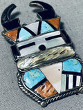 Unique Vintage Native American Zuni Turquoise Sterling Silver Pin/ Pendant-Nativo Arts
