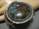 Superior Bisbee Turquoise Vintage Native American Navajo Sterling Silver Bracelet Old-Nativo Arts