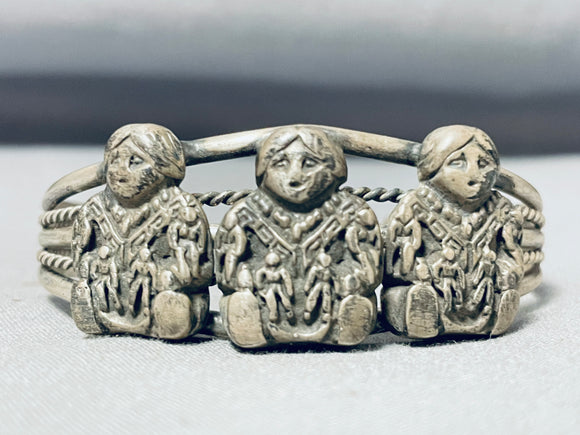 One Of The Most Detailed Vintage Native American Navajo Sterling Silver Bracelet-Nativo Arts