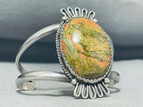 One Of A Kind Vintage Native American Navajo Green Orange Turquoise Sterling Silver Bracelet-Nativo Arts