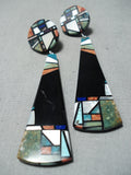 Important Santo Domingo Turquoise Sterling Silver Earrings Native American-Nativo Arts