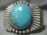 Quality Etb Sr Signed Vintage Native American Navajo Flank Turquoise Sterling Silver Bracelet-Nativo Arts