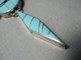 Native American Important Vintage Jemenez Turquoise Inlay Sterling Silver Pendant-Nativo Arts