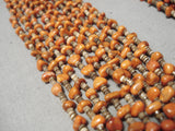 Native American Amazing Coriz Navajo Coral Heishi Sterling Silver Necklace-Nativo Arts