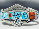 One Of The Most Intricate Native American Navajo Turquoise Inlay Sterling Silver Bracelet-Nativo Arts