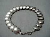 Unique Vintage Navajo Sterling Silver Pillow Bead Bracelet Native American-Nativo Arts