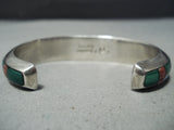 Incredibly Intricate Vintage Native American Navajo Opal Malachite Sterling Silver Bracelet-Nativo Arts