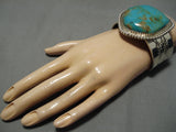 One Of Heaviest Native American Navajo Royston Turquoise Sterling Silver Bracelet Cuff-Nativo Arts