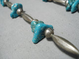 Marvelous Vintage Native American Navajo Turquoise Sterling Silver Necklace Old-Nativo Arts